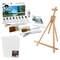 Bob Ross Master Artist Oil Paint 15 Piece Bundle Plus Wood Tabletop Travel Art Easel and Canvas Panels (3pk) - 12x16 (3 Items)